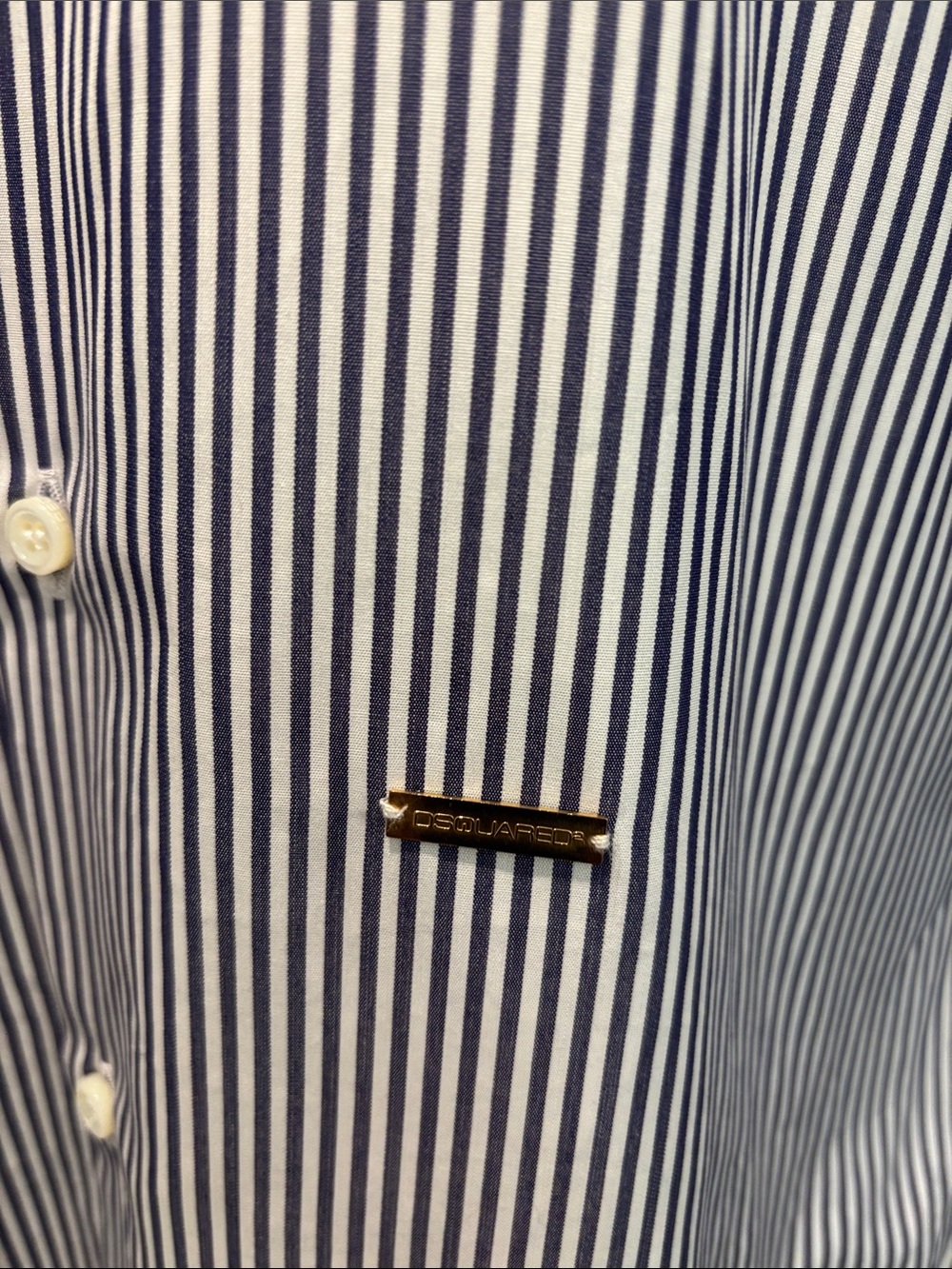 DSQUARED2 Blue White Stripe Dress Shirt Slim Fit Cotton EU46 US36 Cocktail - Picture 10 of 16